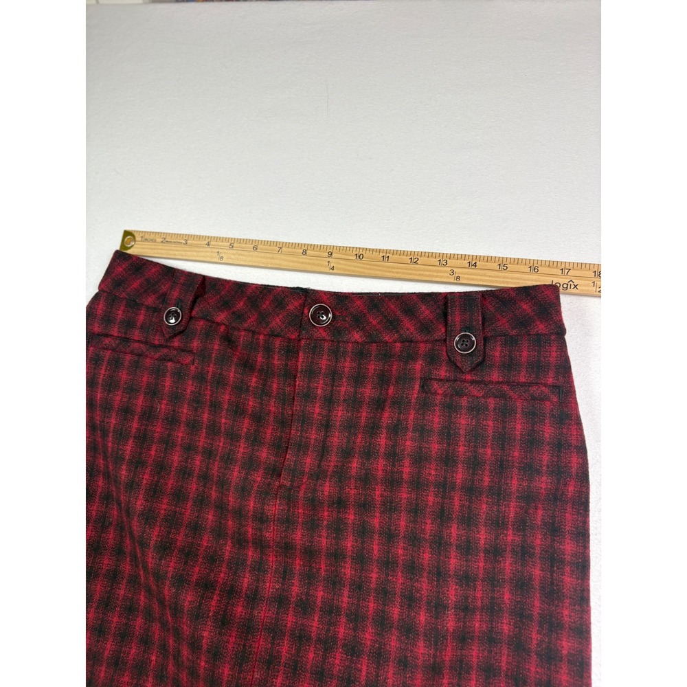 Eddie Bauer Womens Red Black Plaid Wool Blend Pencil Skirt Tall 10 Workwear - Picture 6 of 6